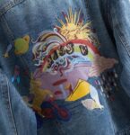 Playful Cartoon Embroidered Denim Short Jacket