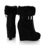 Hidden Heel Fur Lined Suede Ankle Booties