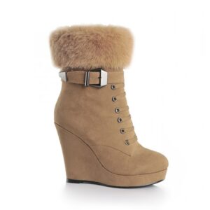 Hidden Heel Fur Lined Suede Ankle Booties