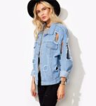 Street Style Distressed Ice Blue Boyfriend Denim Jacket