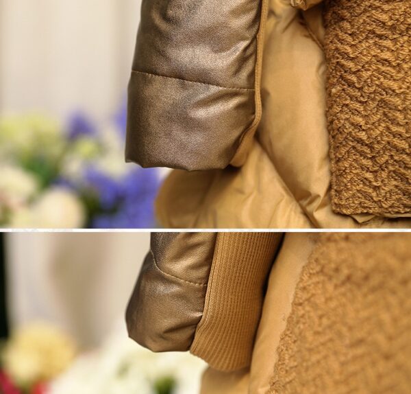 Down-Filled Hooded Raccoon Fur Trim Gold Sleeved Jacket 11 686