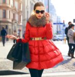 Belted Raccoon Fur Collar Polyester Parkas