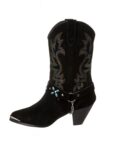 Western Blue Beaded Embroidered Suede Cowboy Boots