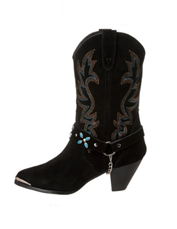 Western Blue Beaded Embroidered Suede Cowboy Boots 2 7052