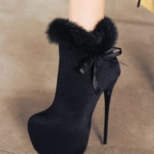 17564 black shiny women suede platform fantasy boot