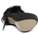 Ultra Slim High Heel Fur Trim Shiny Platform Booties