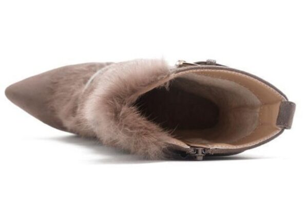 Luxurious Fur Lined Suede Stiletto Heel Booties 5 7596