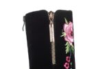 Boho Floral Embroidered Wedge Heel Suede Boots