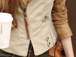 Slim Fit Vegan Leather Jacket in Cream
