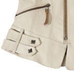 Slim Fit Vegan Leather Jacket in Cream
