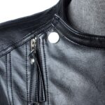 Slim Fit Vegan Leather Metal Zipper Jacket