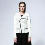 Slim Fit Vegan Leather Metal Zipper Jacket