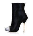 Glamorous Chain Embellished Pointy Toe Metal Stiletto Booties