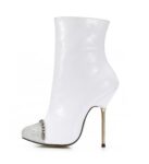 Glamorous Chain Embellished Pointy Toe Metal Stiletto Booties