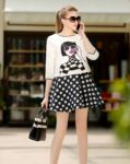 Printed Top Polka Dot Mini Skirt Set