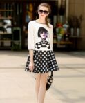 Printed Top Polka Dot Mini Skirt Set