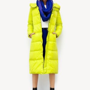 Long Hooded Puffer Coat with Faux Fur Lining