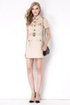 Beige Utility Buttoned Mini Dress