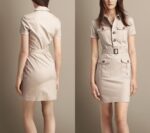 Beige Utility Buttoned Mini Dress
