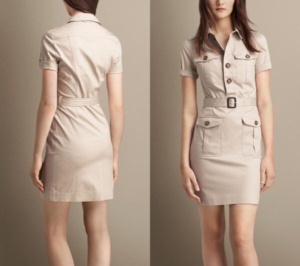 Beige Utility Buttoned Mini Dress 4 025