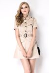 Beige Utility Buttoned Mini Dress