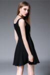 Chic Pleated Black Mini Dress