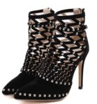 Elegant Pointed Toe Dense Studded High Heel Stiletto
