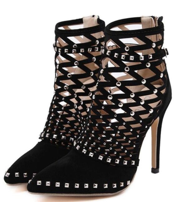 Elegant Pointed Toe Dense Studded High Heel Stiletto 2 0595