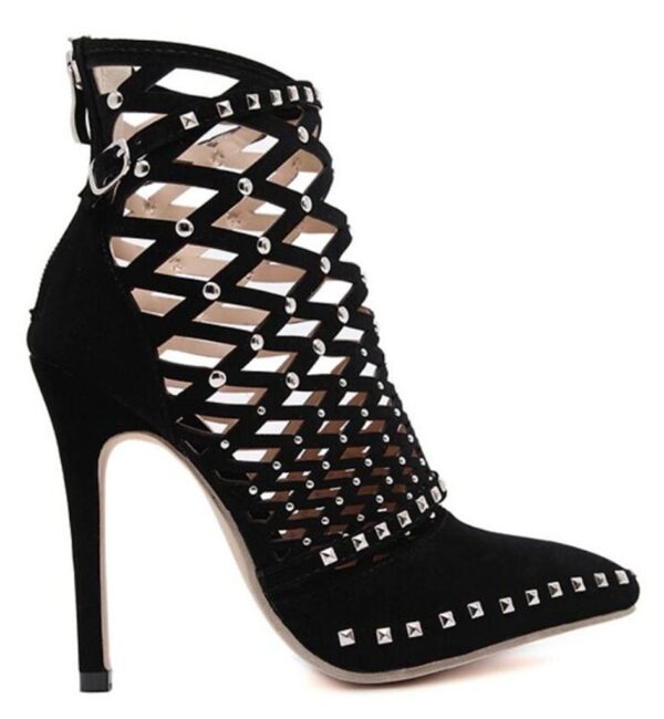Elegant Pointed Toe Dense Studded High Heel Stiletto 3 0595