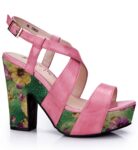 Chic Floral Print Thick Block Heel Platform Sandals