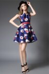 Floral Print Mini Dress in Navy