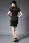 Bold Zip-Front Short Sleeve Mini Dress