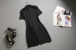 Bold Zip-Front Short Sleeve Mini Dress