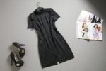 Bold Zip-Front Short Sleeve Mini Dress