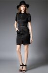 Bold Zip-Front Short Sleeve Mini Dress