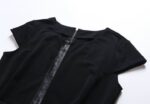 Slim Fit Midi Office Dress with Leather Stripe Detail