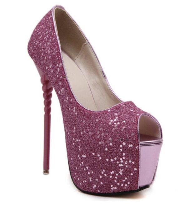Glamorous Glitter Open Toe High Platform Wedding Stiletto Heels 2 1164