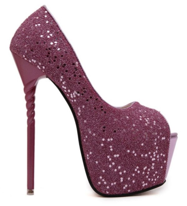 Glamorous Glitter Open Toe High Platform Wedding Stiletto Heels 3 1164