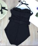 Bold Black Zipper Belt One Piece Swimsuit