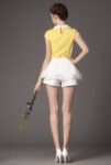 Peter Pan Collar Top Chiffon Shorts Skirt Set