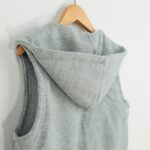 Ice Blue Detachable Hood Denim Jacket Vest