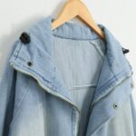 Ice Blue Detachable Hood Denim Jacket Vest
