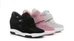 Breathable Mesh Hidden Heel Vegan Suede Sneakers