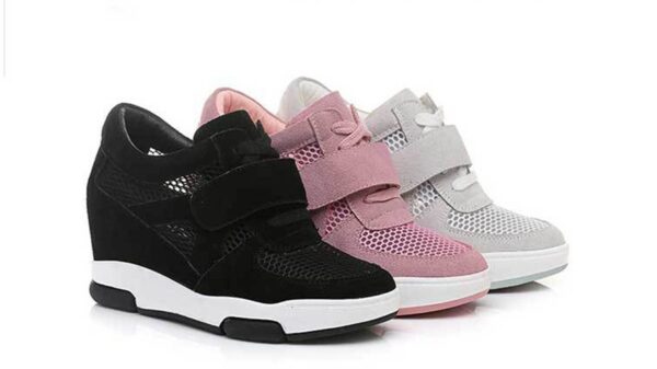 Breathable Mesh Hidden Heel Vegan Suede Sneakers 2 3419
