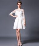 Elegant Half-Sleeve Lace Pleated Cotton Dress