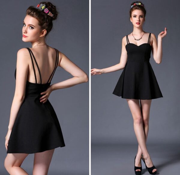 Elegant Strappy Pleated Mini Dress 3 377