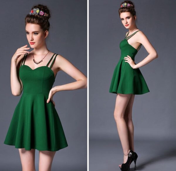 Elegant Strappy Pleated Mini Dress 4 377