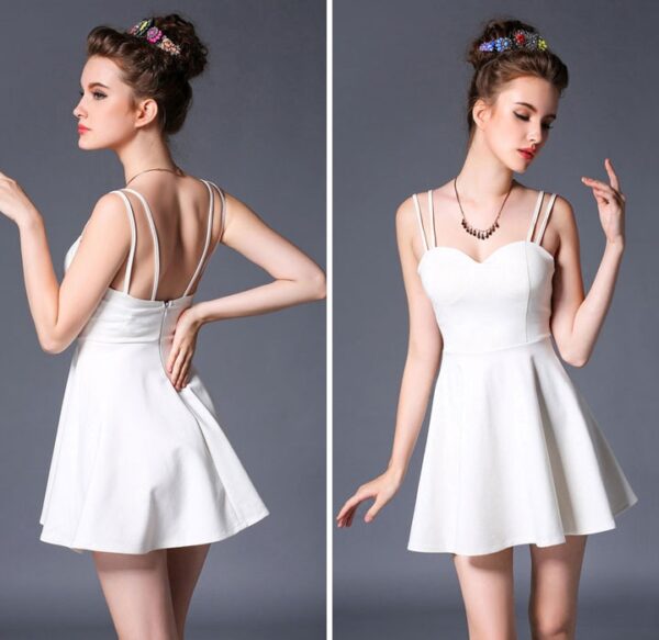 Elegant Strappy Pleated Mini Dress 2 377