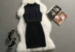 Turtleneck Short Sleeve Pencil Skirt Two-Piece Dress Set