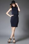 Turtleneck Short Sleeve Pencil Skirt Two-Piece Dress Set